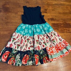 Matilda Jane Platinum Red Blue Navy Cream Christmas Dress tiered ruffle size 4
